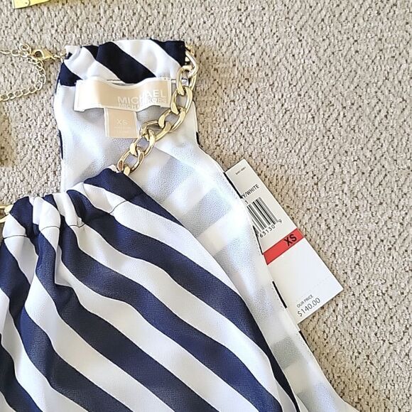 Michael Kors Navy and White Nautical Striped Sleeveless Dress - XS - Picture 4 of 15